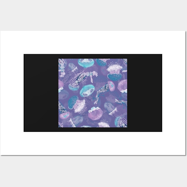 Floating Jellies Electric Purple Wall Art by MSBoydston